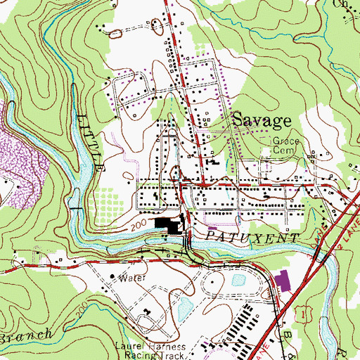 Topographic Map of Savage United Methodist Church, MD