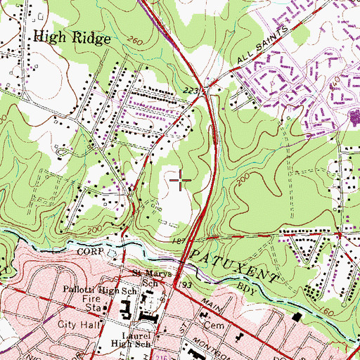 Topographic Map of Settlers Landing, MD