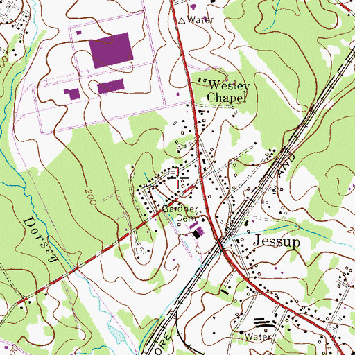 Topographic Map of Sharewood Acres, MD