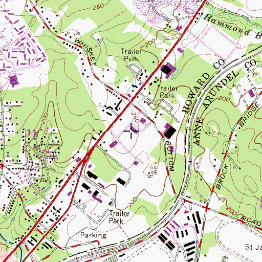 Topographic Map of Whiskey Bottom Industrial Park, MD