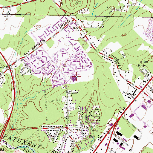 Topographic Map of Whiskey Bottom Road Elementary School, MD