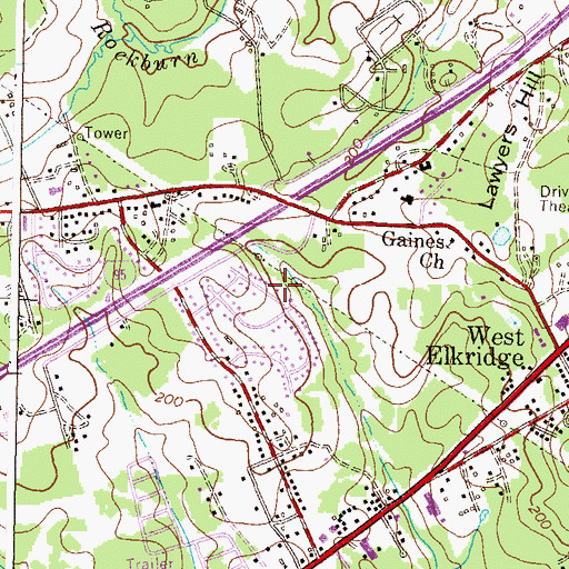 Topographic Map of Elkridge Baptist Church, MD
