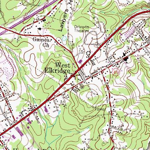 Topographic Map of Elkridge Community Library, MD