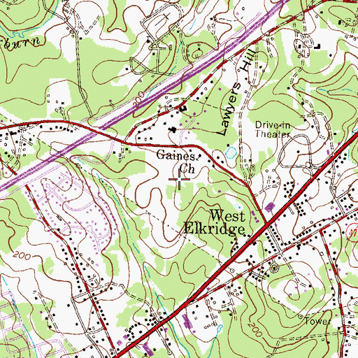 Topographic Map of Montgomery Woods, MD