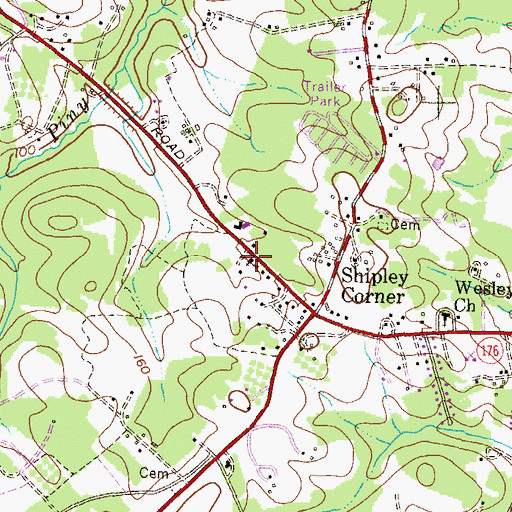 Topographic Map of Mount Pilgrim Baptist Church, MD
