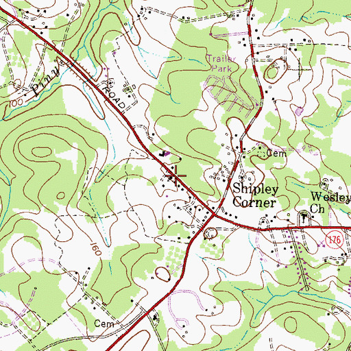 Topographic Map of Mount Pilgrim Cemetery, MD