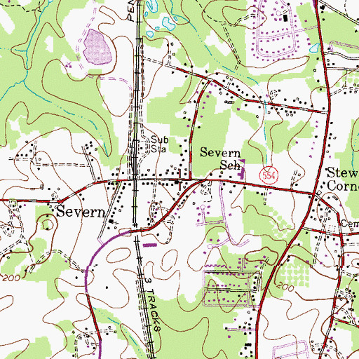 Topographic Map of Severn United Methodist Church, MD