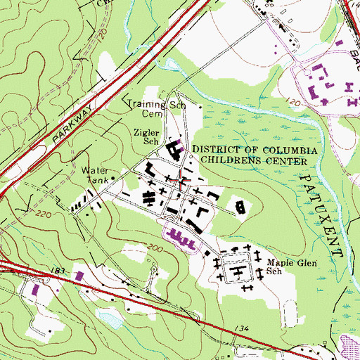 Topographic Map of District of Columbia Childrens Center, MD