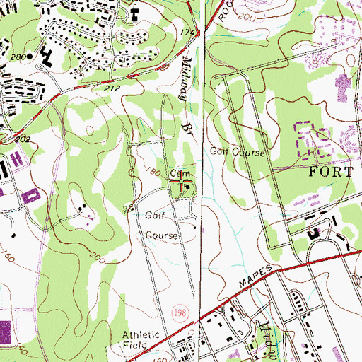 Topographic Map of Downs Cemetery, MD