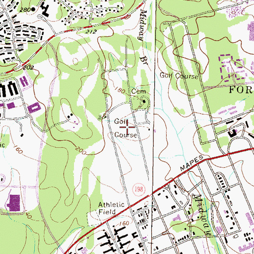 Topographic Map of Fort Meade Golf Course, MD