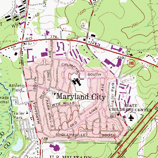 Topographic Map of Maryland City Elementary School, MD