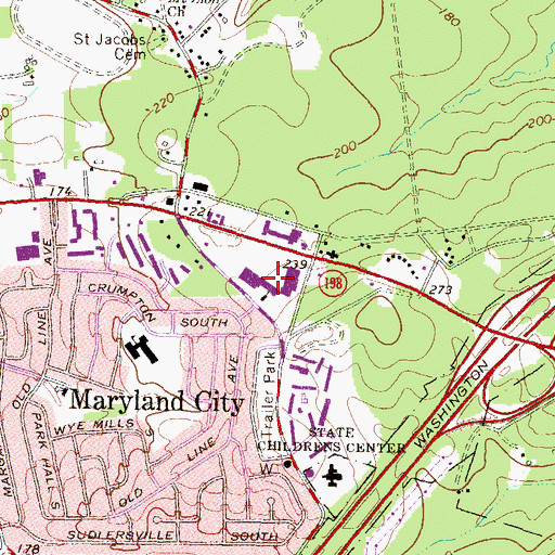 Topographic Map of Maryland City Plaza Shopping Center, MD