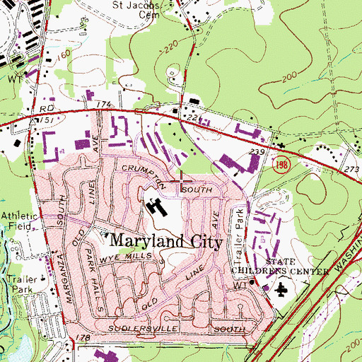 Topographic Map of Pines of Laurel, MD