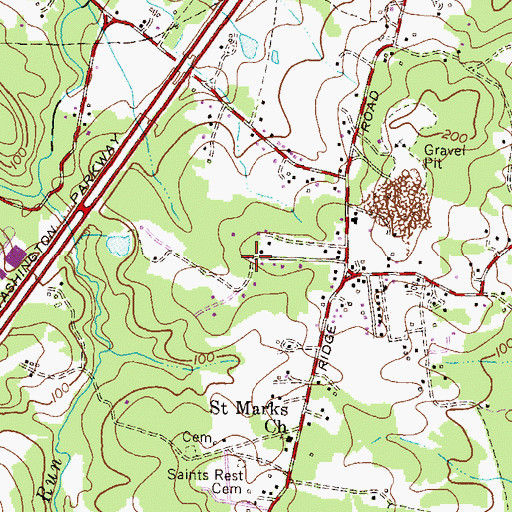 Topographic Map of Bentwoods, MD