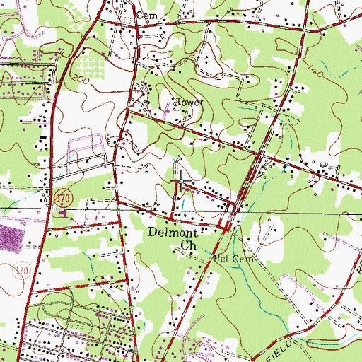 Topographic Map of Delmont, MD