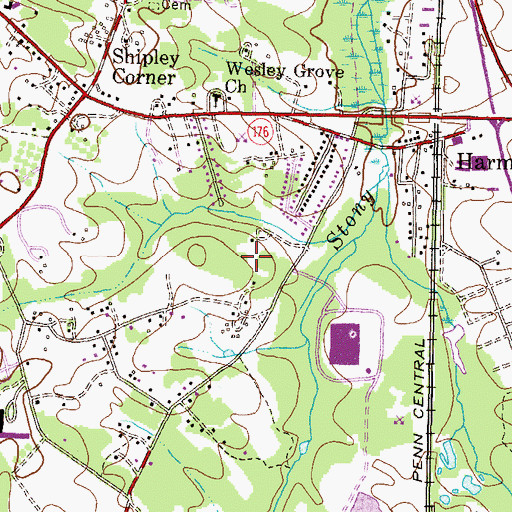Topographic Map of Greenbriar, MD