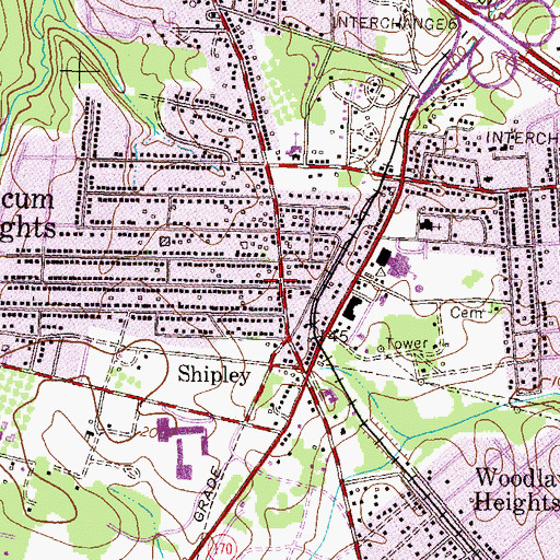 Topographic Map of Linthicum Branch Library, MD