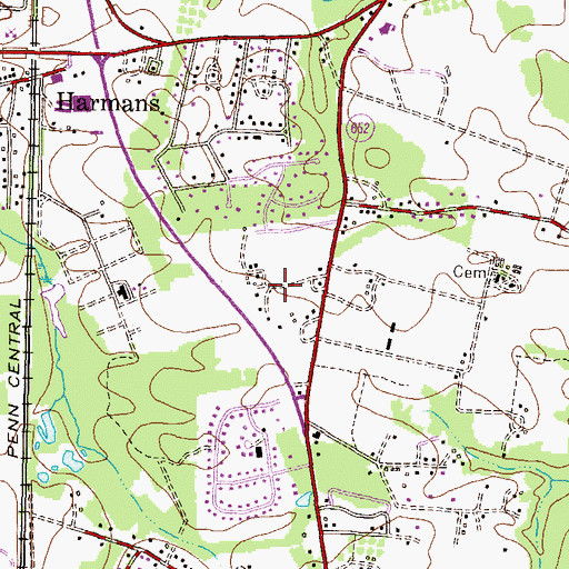 Topographic Map of Merriweather, MD
