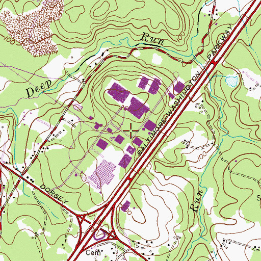 Topographic Map of Parkway Center, MD