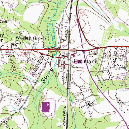 Topographic Map of Ridgeview, MD