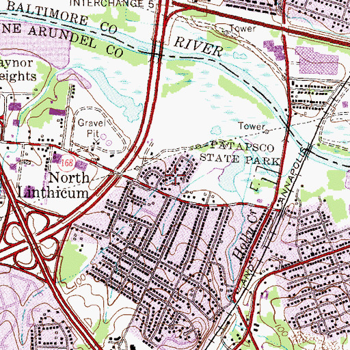 Topographic Map of Ridgeway Manor, MD