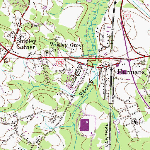 Topographic Map of Sandalwood, MD