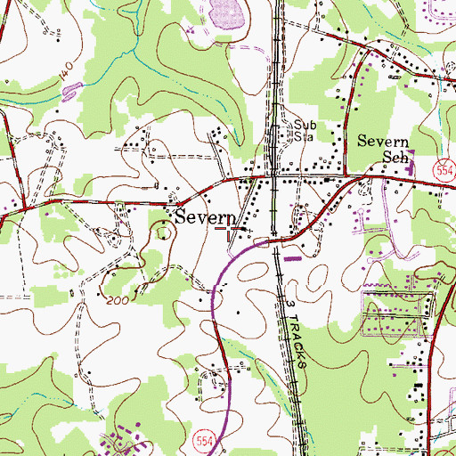 Topographic Map of Severn Village, MD