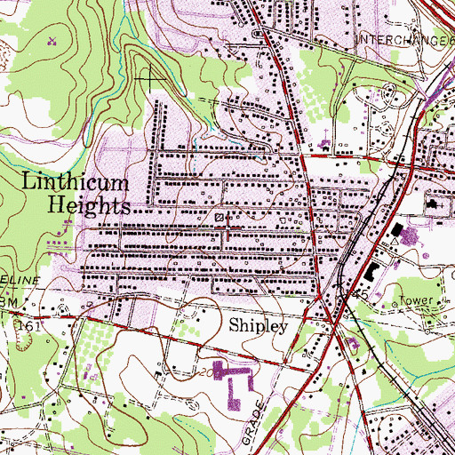 Topographic Map of Shipley Heights, MD