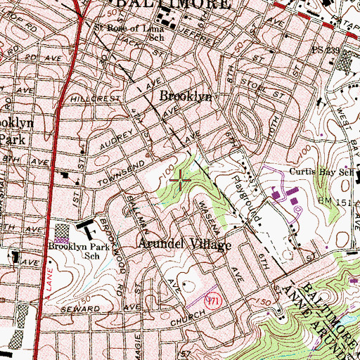 Topographic Map of Arundel Village Park, MD