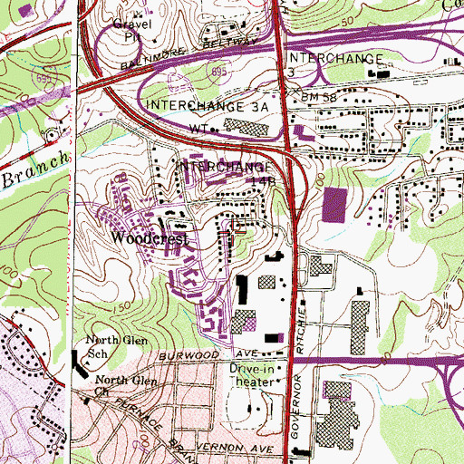 Topographic Map of Capitol Hills, MD
