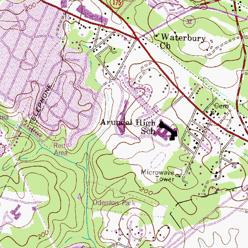 Topographic Map of Arundel Middle School, MD