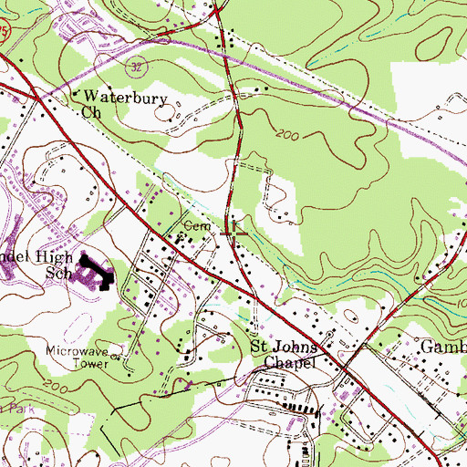 Topographic Map of Burns Crossing (historical), MD