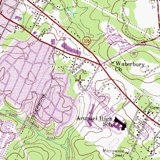 Topographic Map of Hammond Park, MD