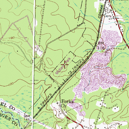 Topographic Map of Midland Park, MD