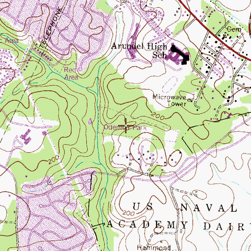 Topographic Map of Odenton Park, MD