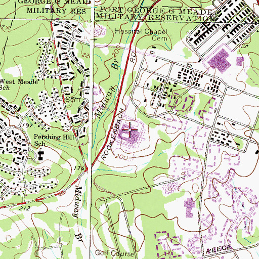 Topographic Map of MacArthur Middle School, MD