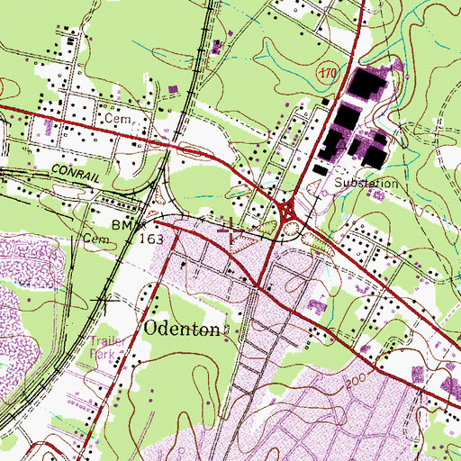 Topographic Map of Odenton Health Center, MD