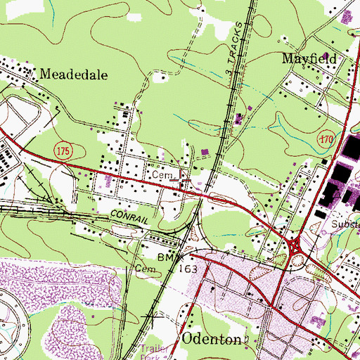 Topographic Map of Old Bethel Cemetery, MD
