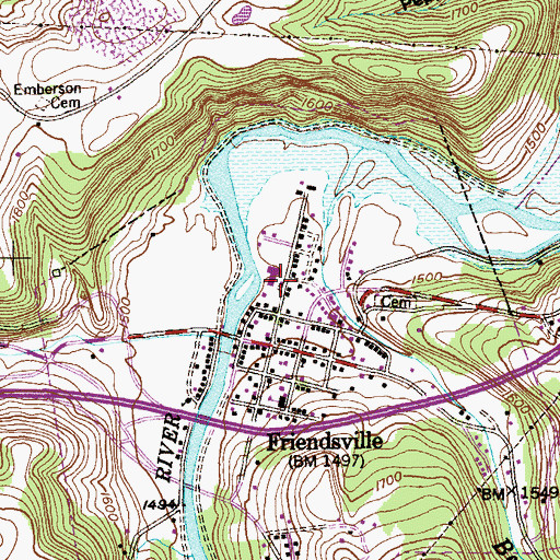 Topographic Map of Friendsville Elementary School, MD