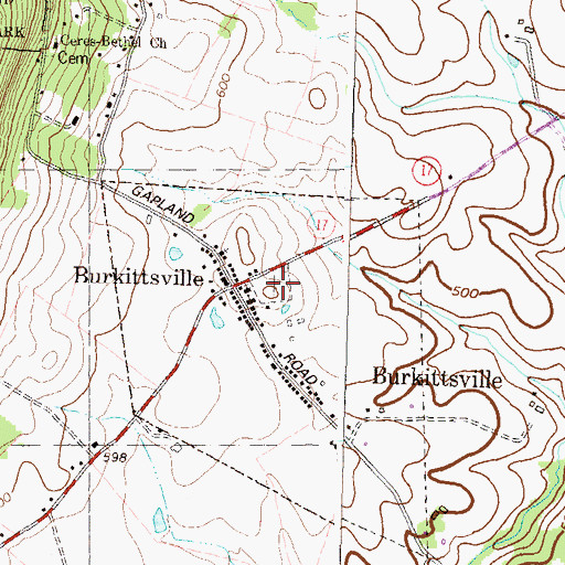 Topographic Map of Burkittsville Cemetery, MD