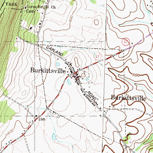 Topographic Map of Burkittsville Post Office, MD