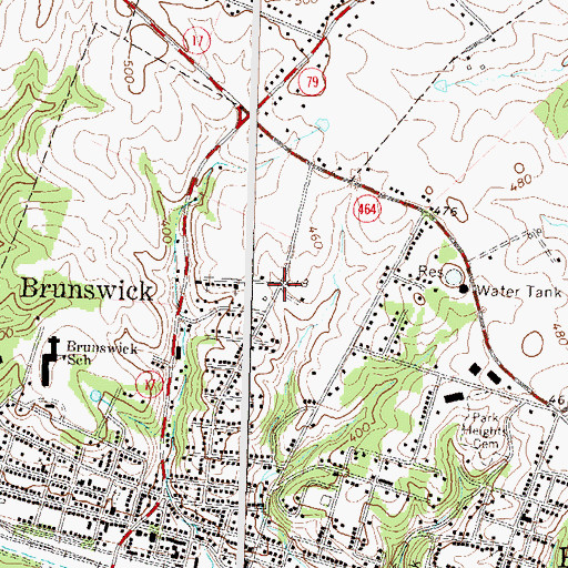 Topographic Map of Brunswick Branch Frederick County Library, MD