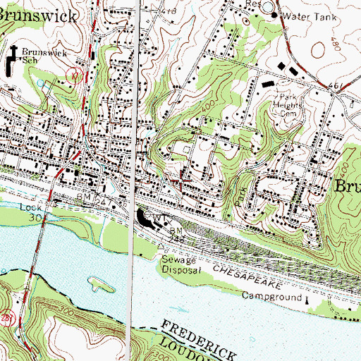 Topographic Map of Brunswick Historic District, MD