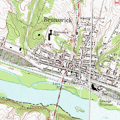 Topographic Map of Brunswick Post Office, MD