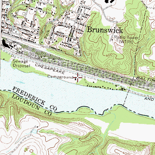 Topographic Map of Brunswick Riverside Park, MD