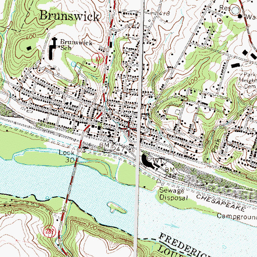 Topographic Map of Brunswick Town Hall, MD
