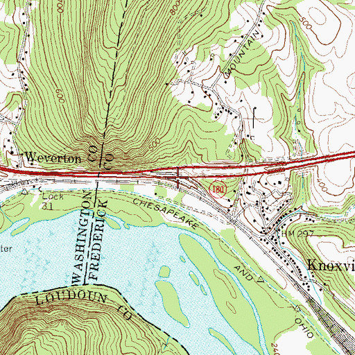 Topographic Map of Interchange 1, MD