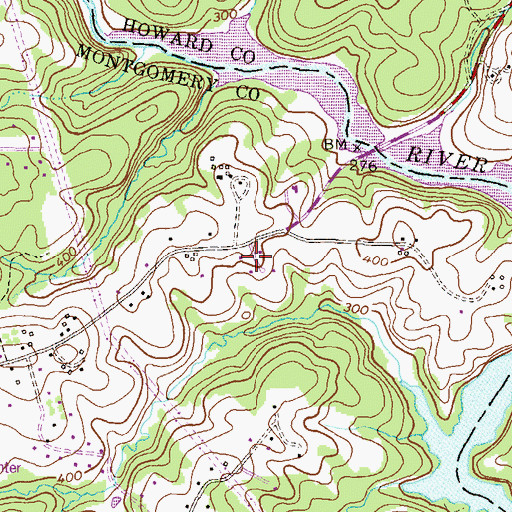 Topographic Map of Rocky Gorge Meadows, MD