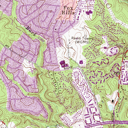 Topographic Map of Cabin John Middle School, MD