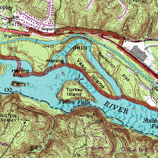Topographic Map of Calico Rapids, MD